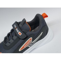 Maxsıs bağcık detaylı cırtlı Ortopedik erkek çocuk spor ayakkabı gri turuncu