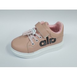 Minimass kız çocuk Ortopedik bağcık detaylı yapışkanlı spor ayakkabı pudra