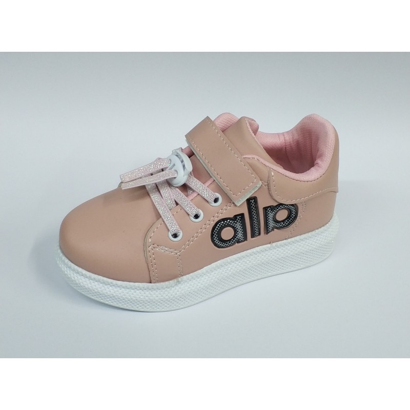 Minimass kız çocuk Ortopedik bağcık detaylı yapışkanlı spor ayakkabı pudra