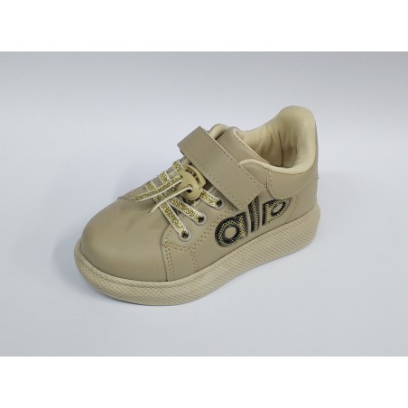 Minimass kız çocuk Ortopedik bağcık detaylı yapışkanlı spor ayakkabı bej