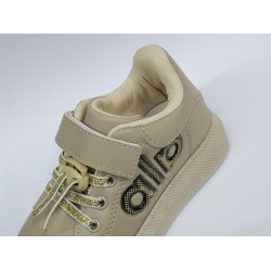 Minimass kız çocuk Ortopedik bağcık detaylı yapışkanlı spor ayakkabı bej