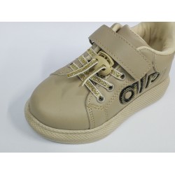 Minimass kız çocuk Ortopedik bağcık detaylı yapışkanlı spor ayakkabı bej