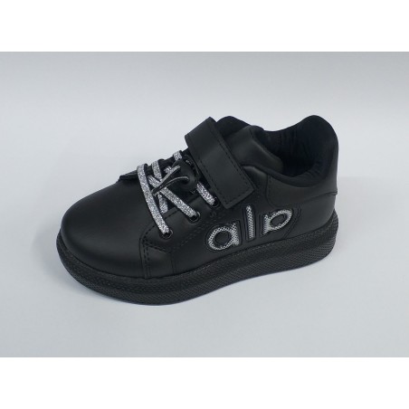 Minimass kız çocuk Ortopedik bağcık detaylı yapışkanlı spor ayakkabı siyah