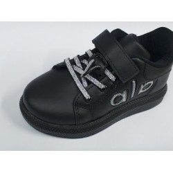 Minimass kız çocuk Ortopedik bağcık detaylı yapışkanlı spor ayakkabı siyah