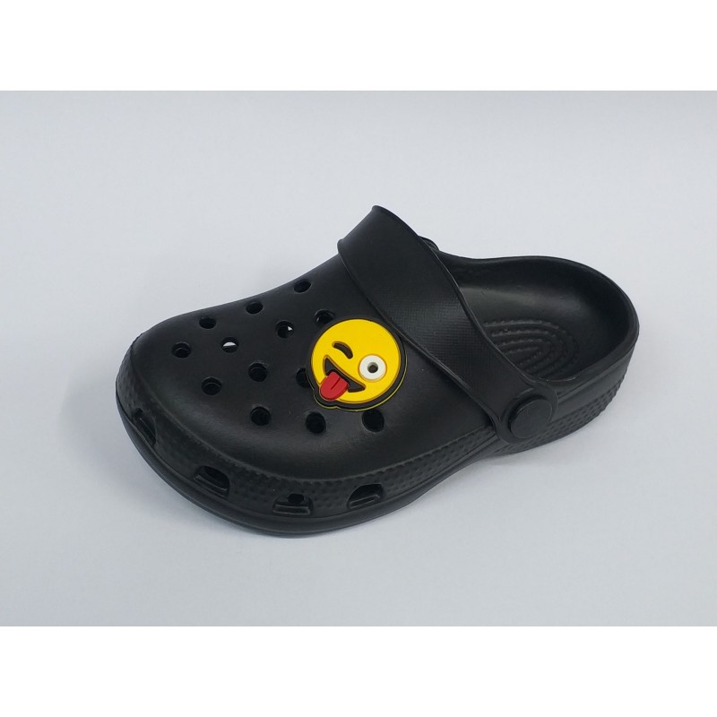 Akım erkek çocuk suya dayanıklı burnu kapalı plastik terlik siyah