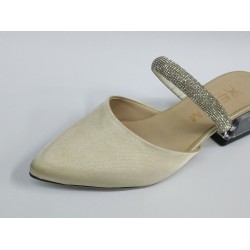 Ecem taş bantlı şeffaf topuk kadın terlik bej