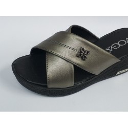 Voga dolgu topuk çapraz Ortopedik kadın terlik antrasit