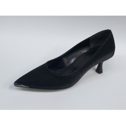 Paris burun ve Topuk kısmı gümüş detaylı Topuklu ayakkabı siyah