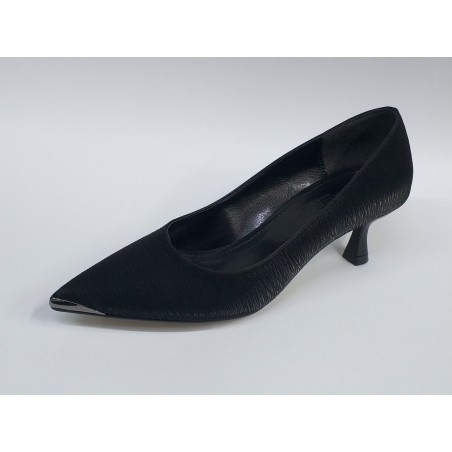 Paris burun ve Topuk kısmı gümüş detaylı Topuklu ayakkabı siyah