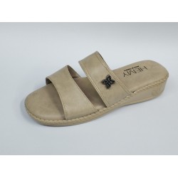 Hemy Ortopedik çift bantlı kadın terlik bej