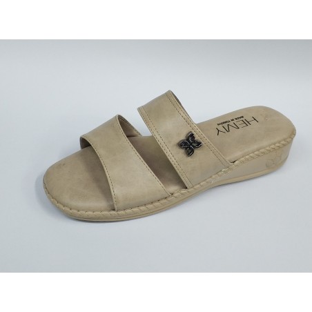 Hemy Ortopedik çift bantlı kadın terlik bej