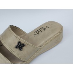 Hemy Ortopedik çift bantlı kadın terlik bej