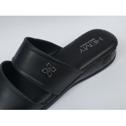 Hemy Ortopedik çift bantlı kadın terlik siyah