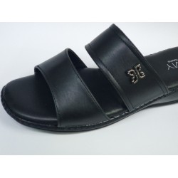 Hemy Ortopedik çift bantlı kadın terlik siyah