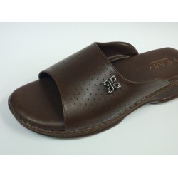 Hemy Ortopedik kalın tek bant kadın terlik kahverengi