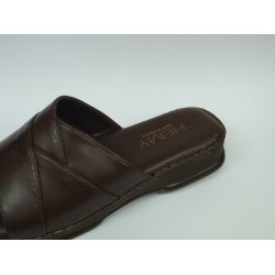 Hemy Ortopedik kalın bantlı kadın terlik kahverengi