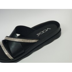 Voga taş şerit detaylı kadın Ortopedik terlik siyah