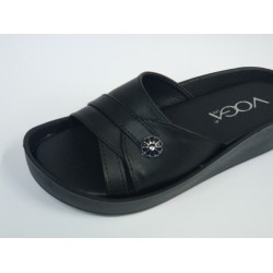 Voga Ortopedik düğme detaylı kadın terlik siyah