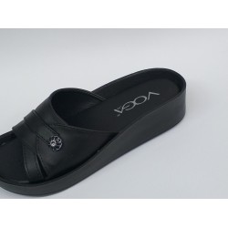 Voga Ortopedik düğme detaylı kadın terlik siyah