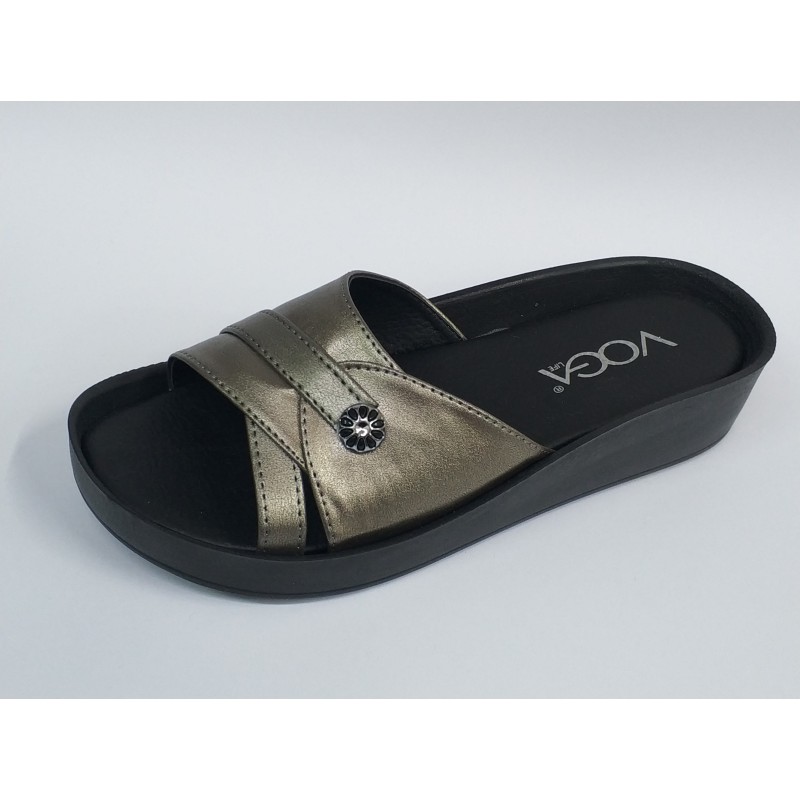 Voga Ortopedik düğme detaylı kadın terlik antrasit