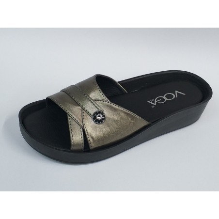 Voga Ortopedik düğme detaylı kadın terlik antrasit