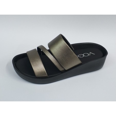 Voga Ortopedik üç bantlı kadın terlik antrasit