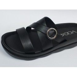 Voga Ortopedik yuvarlak toka detaylı kadın terlik siyah