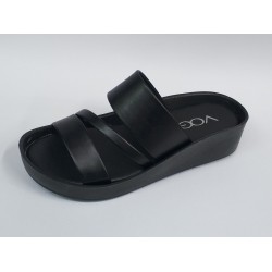 Voga Ortopedik sade üç bantlı kadın terlik siyah