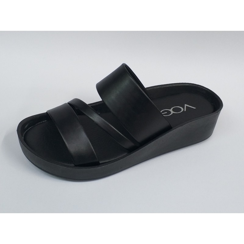 Voga Ortopedik sade üç bantlı kadın terlik siyah