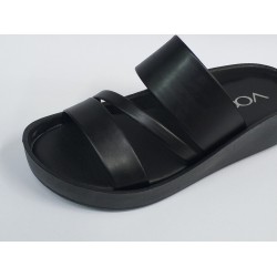 Voga Ortopedik sade üç bantlı kadın terlik siyah