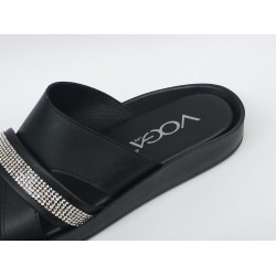 Voga taş bant detaylı Ortopedik kadın terlik siyah