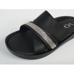 Voga taş bant detaylı Ortopedik kadın terlik siyah