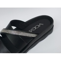 Voga taş çapraz Ortopedik kadın terlik siyah