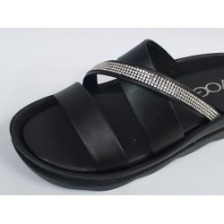 Voga taş çapraz Ortopedik kadın terlik siyah