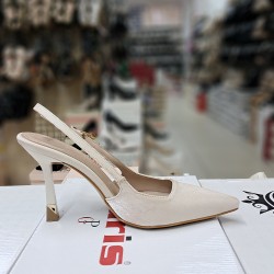 Paris arkası açık kadın topuklu ayakkabı krem