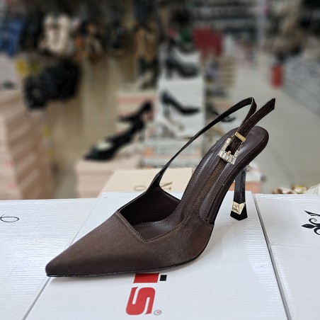 Paris arkası açık kadın topuklu ayakkabı kahverengi