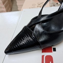 Paris rugan çapraz detaylı kadın topuklu ayakkabı siyah