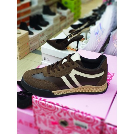 Paris Ortopedik Bağcıklı kadın spor ayakkabı kahverengi