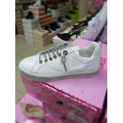 Paris Ortopedik taş Bağcıklı çadır kumaş kadın mevsimlik ayakkabı beyaz