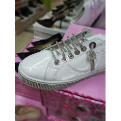 Paris Ortopedik taş Bağcıklı çadır kumaş kadın mevsimlik ayakkabı beyaz