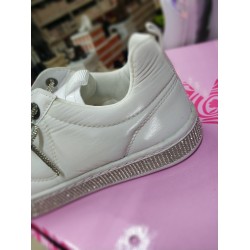 Paris Ortopedik taş Bağcıklı çadır kumaş kadın mevsimlik ayakkabı beyaz