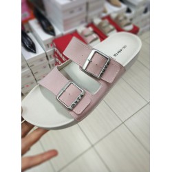 Muya Ortopedik çift tokalı kadın terlik pudra