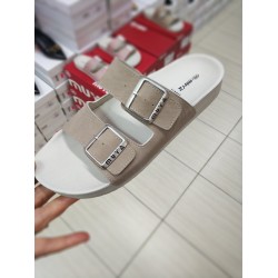 Muya Ortopedik çift tokalı kadın terlik bej
