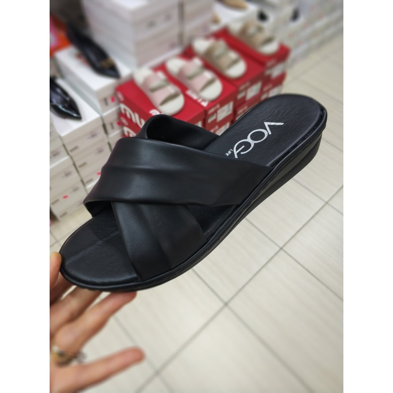 Voga Ortopedik dolgu topuk çapraz kadın terlik siyah