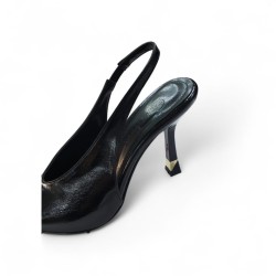 Paris burun kısmı gold detaylı arkası açık Topuklu ayakkabı siyah