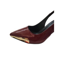 Vespero rugan arkası açık gold detaylı Topuklu ayakkabı bordo