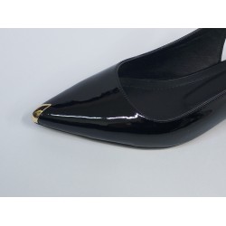 Vespero rugan kısa topuk gold detaylı kadın ayakkabı siyah