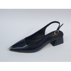 Vespero rugan kısa topuk gold detaylı kadın ayakkabı lacivert