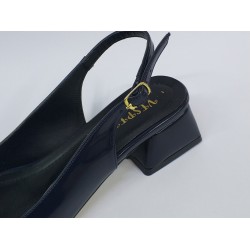 Vespero rugan kısa topuk gold detaylı kadın ayakkabı lacivert