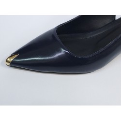 Vespero rugan kısa topuk gold detaylı kadın ayakkabı lacivert